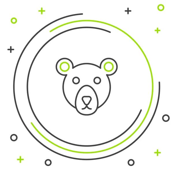 Icono de la cabeza del oso de línea aislado sobre fondo blanco. Concepto de esquema colorido. Vector — Vector de stock