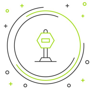 Çizgi Durağı simgesi beyaz arkaplanda izole edildi. Trafik yönetmeliklerine göre dur işareti. Renkli taslak konsepti. Vektör