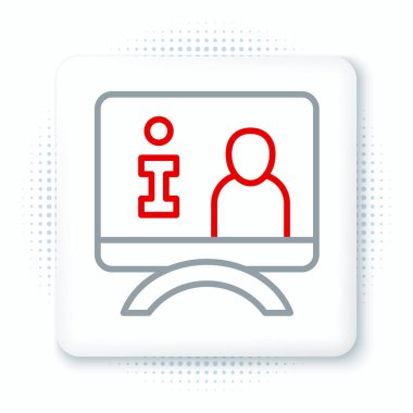 Çizgi Televizyon raporu simgesi beyaz arkaplanda izole edildi. Televizyon haberleri. Renkli taslak konsepti. Vektör