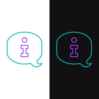 Çizgi Bilgileri simgesi beyaz ve siyah arkaplanda izole edildi. Renkli taslak konsepti. Vektör