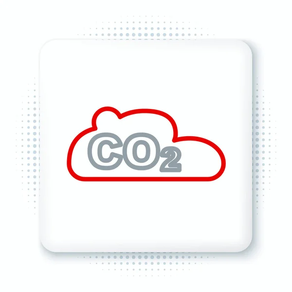 Line CO2 emissions in cloud icon isolated on white background. Carbon dioxide formula, smog pollution concept, environment concept. Colorful outline concept. Vector — Stock Vector
