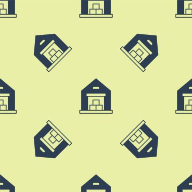 Mavi Depo ikonu sarı arka planda kusursuz desen izole etti. Vektör