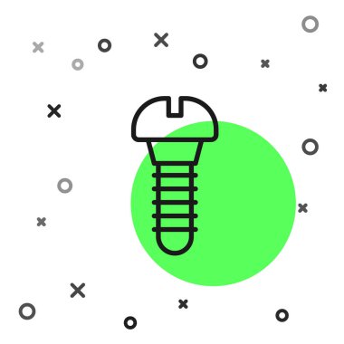 Siyah çizgi metalik vida simgesi beyaz arkaplanda izole edilmiş. Vektör