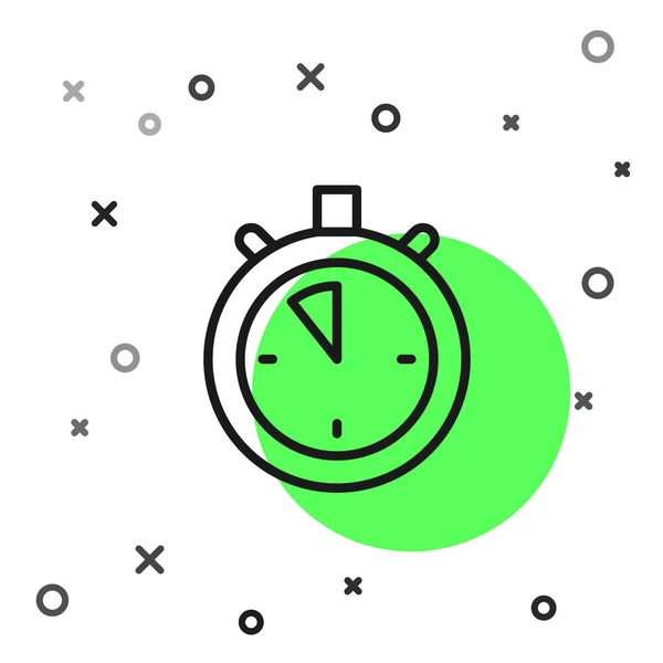 Černá čára Stopwatch ikona izolované na bílém pozadí. Časový spínač. Chronometr. Vektor — Stockový vektor