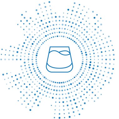 Mavi çizgi, beyaz arka planda izole edilmiş viski ikonu. Soyut çember rastgele noktalar. Vektör.