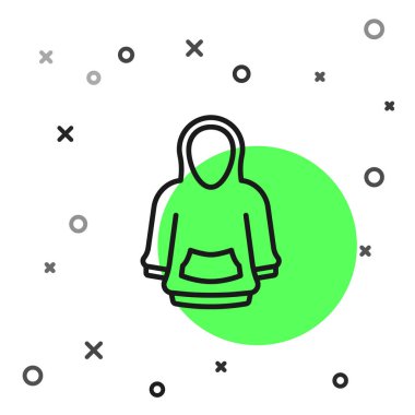 Siyah çizgi kapüşonlu simgesi beyaz arkaplanda izole edildi. Kapüşonlu kazak. Vektör.