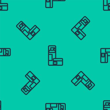 Mavi çizgi traş jeli köpük ikonu yeşil arka planda izole edilmiş pürüzsüz desen. Tıraş köpüğü. Vektör.