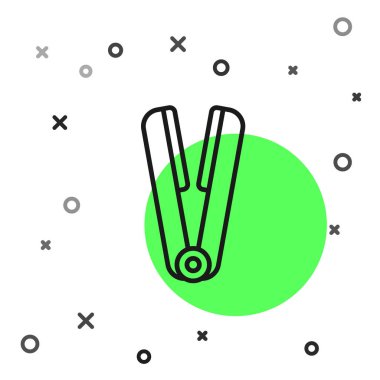 Saç ikonu için siyah çizgi saç maşası beyaz arkaplanda izole edilmiş. Saç düzleştirici ikonu. Vektör.