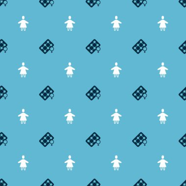 Doğum kontrol hapı ve kadın ambalajını sorunsuz bir şekilde ayarla. Vektör.