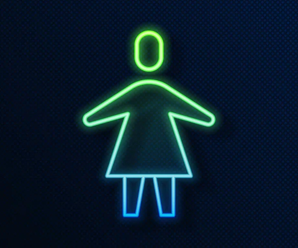 Ligne Lumineuse Néon Icône Féminine Isolée Sur Fond Bleu Symbole — Image vectorielle