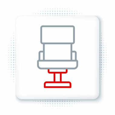 Beyaz arkaplanda çizgi ofis koltuğu simgesi izole edildi. Koltuk işareti. Renkli taslak konsepti. Vektör