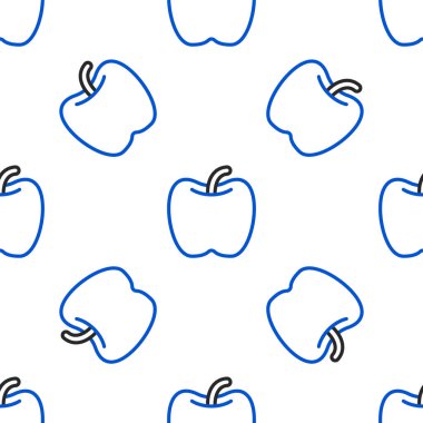 Apple çizgi simgesi beyaz arkaplanda izole edilmiş kusursuz desen. Fazla kilolu. Sağlıklı diyet menüsü. Fitness diyeti elması. Renkli taslak konsepti. Vektör