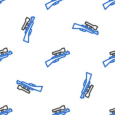 Dürbün ikonlu çizgi nişancı tüfeği beyaz arka planda izole edilmiş pürüzsüz desen. Renkli taslak konsepti. Vektör