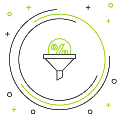 Çizgi Yönetimi simgesi beyaz arkaplanda izole edildi. İndirimli huni. Hedef müşteri iş konsepti. Renkli taslak konsepti. Vektör