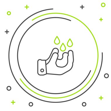 Wudhu çizgisi simgesi beyaz arkaplanda izole edildi. Müslüman adam abdest alıyor. Renkli taslak konsepti. Vektör