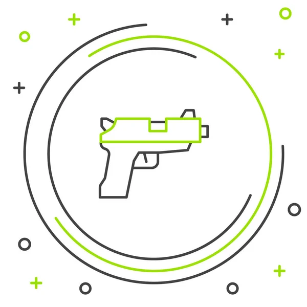 Linka pistole nebo ikona pistole izolované na bílém pozadí. Policejní nebo vojenská zbraň. Malá zbraň. Barevný koncept. Vektor — Stockový vektor