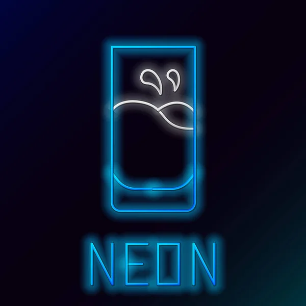 Ligne lumineuse néon Verre avec icône de lait isolé sur fond noir. Concept de contour coloré. Vecteur — Image vectorielle