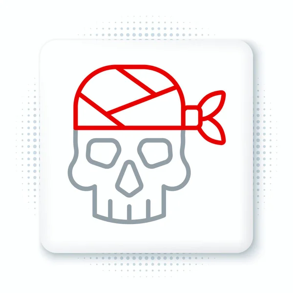 Ícone de capitão pirata de linha isolado no fundo branco. Conceito de esboço colorido. Vetor —  Vetores de Stock