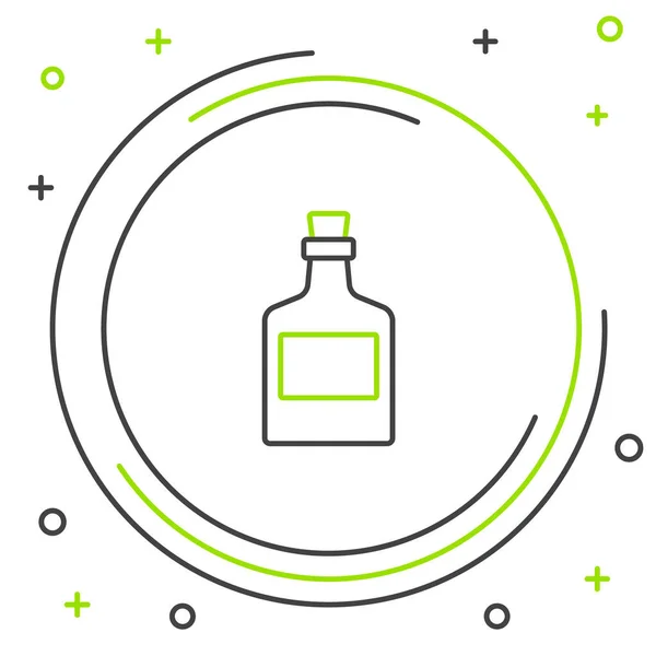 Line Alcohol drink Rum Flasche Symbol isoliert auf weißem Hintergrund. Buntes Rahmenkonzept. Vektor — Stockvektor