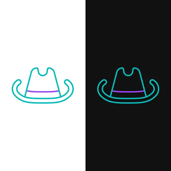 Line Western cowboy hoed pictogram geïsoleerd op witte en zwarte achtergrond. Kleurrijk concept. Vector — Stockvector