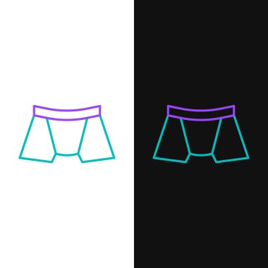 Çizgi Adamları 'nın iç çamaşırı simgesi beyaz ve siyah arkaplanda izole edilmiş. Erkek iç çamaşırı. Renkli taslak konsepti. Vektör