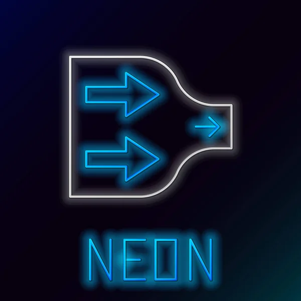 Gloeiende neon lijn Pijl pictogram geïsoleerd op zwarte achtergrond. Richting Pijlpunt symbool. Navigatiepunter teken. Kleurrijk concept. Vector — Stockvector