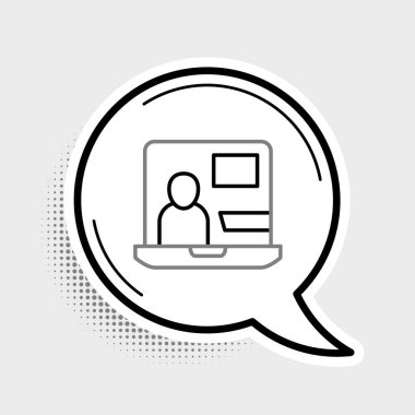 Line World haber simgesi gri arkaplanda izole edildi. Flaş haber, dünya haber kanalı. Renkli taslak konsepti. Vektör