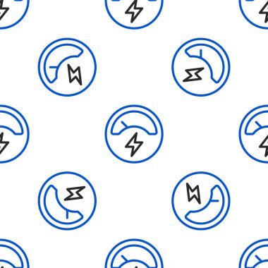 Çizgi Ampere ölçer, çoklu metre, voltmetre simgesi beyaz arkaplanda izole edilmiş dikişsiz desen. Elektrik akımını ölçmek için araçlar. Renkli taslak konsepti. Vektör