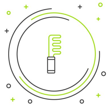 Beyaz arkaplanda çizgi saç fırçası simgesi izole edildi. Taraklı saç işareti. Berber sembolü. Renkli taslak konsepti. Vektör