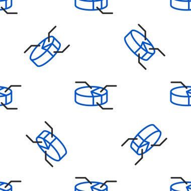 Çizgi pasta grafiği bilgi simgesi beyaz arkaplanda izole edilmiş kusursuz desen. Diyagram çizelgesi. Renkli taslak konsepti. Vektör