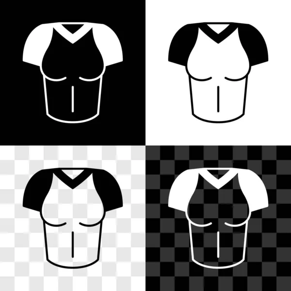 Ensemble icône T-shirt isolé sur fond noir et blanc, transparent. Vecteur — Image vectorielle