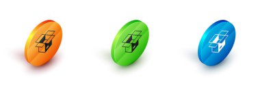 Isometric Unbox simgesi beyaz arkaplanda izole edildi. Çember düğmesi. Vektör