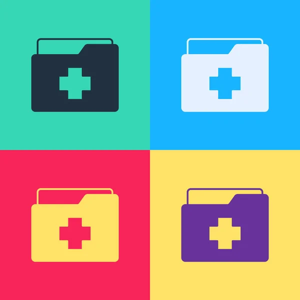 Pop art Medical clipboard with clinical record icon isolated on color background. Prescription, medical check marks report. Vector — Stock Vector