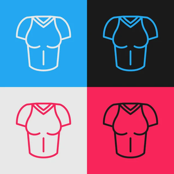 Иконка футболки поп-арта изолирована на цветном фоне. Вектор — стоковый вектор