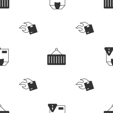 Teslimat güvenliğini kalkanla, konteynırı vinçte ve karton kutuda kusursuz şekilde ayarlayın. Vektör