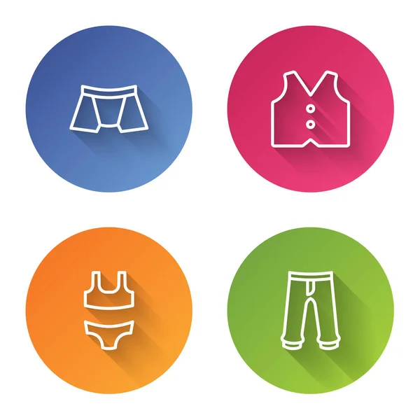 Set Line Männer Unterhosen, Weste, Badeanzug und Hosen. Farbkreis-Taste. Vektor — Stockvektor