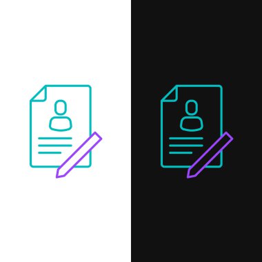 Beyaz ve siyah arkaplanda izole edilmiş kalkan simgesine sahip çizgi belgesi. Sigorta konsepti. Güvenlik, güvenlik, koruma, konsept koruma. Renkli taslak konsepti. Vektör