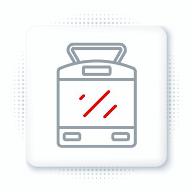 Tramvay ve demiryolu ikonu beyaz arka planda izole edildi. Toplu taşıma sembolü. Renkli taslak konsepti. Vektör