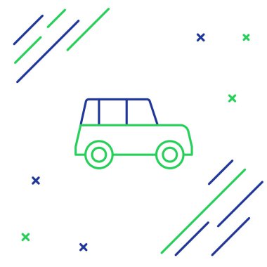 Çizgi Arabası simgesi beyaz arkaplanda izole edildi. Ön manzara. Renkli taslak konsepti. Vektör