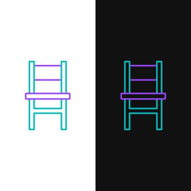 Çizgi Sandalyesi simgesi beyaz ve siyah arkaplanda izole edildi. Renkli taslak konsepti. Vektör