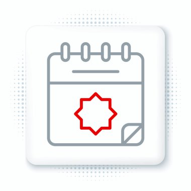 Beyaz arkaplanda Ramazan çizgisi takvim simgesi izole edildi. Ramazan Kareem ve İslami semboller. Renkli taslak konsepti. Vektör