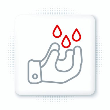 Wudhu çizgisi simgesi beyaz arkaplanda izole edildi. Müslüman adam abdest alıyor. Renkli taslak konsepti. Vektör