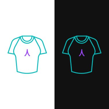 Çizgi tişört simgesi beyaz ve siyah arkaplanda izole edildi. Renkli taslak konsepti. Vektör