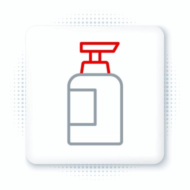 Beyaz arka planda izole edilmiş bir şampuan ikonu çizgisi. Renkli taslak konsepti. Vektör