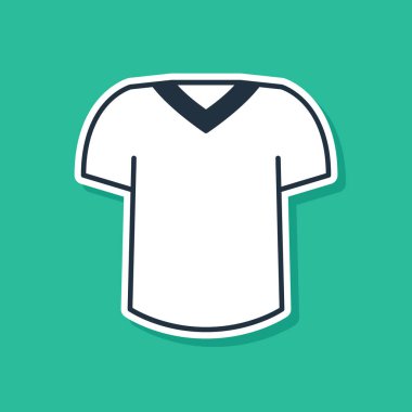 Yeşil arkaplanda mavi tişört simgesi izole edildi. Vektör