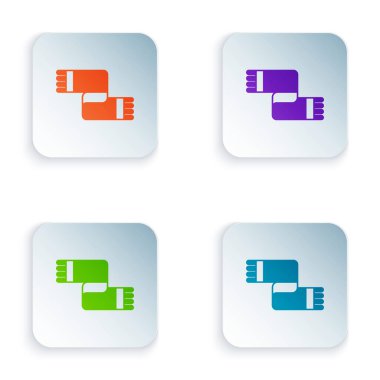 Color Winter scarf icon isolated on white background. Set colorful icons in square buttons. Vector