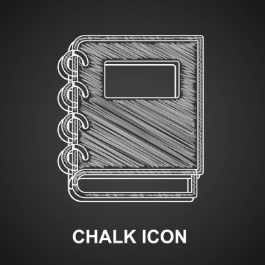 Chalk Notebook icon isolated on black background. Spiral notepad icon. School notebook. Writing pad. Diary for school. Vector