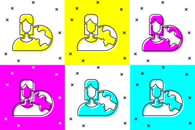 Set Women from different countries and religions icon isolated on color background. Fight for freedom, independence, equality. Vector
