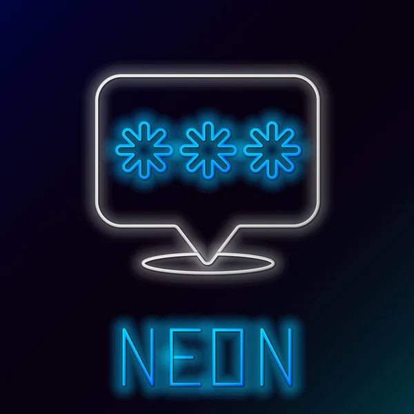 Glödande neon line Lösenordsskydd och säkerhet tillgång ikon isolerad på svart bakgrund. Säkerhet, skydd, integritetskoncept. Färgstarkt skisskoncept. Vektor — Stock vektor