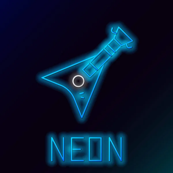 Świecące neon linii elektrycznej gitara basowa ikona izolowana na czarnym tle. Kolorowy koncept. Wektor — Wektor stockowy